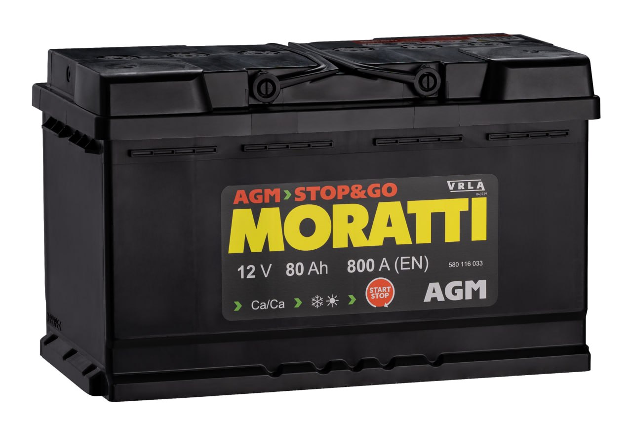 Аккумулятор 6СТ-80 Moratti AGM обратная полярность