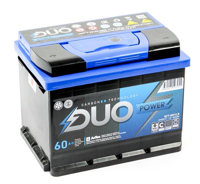 Аккумулятор 6СТ-60 Duo Power обратная полярность